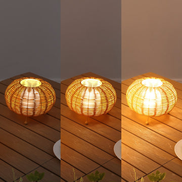 Kairi 5.75" Modern Bohemian Indoor/Outdoor Faux Rattan Lantern Rechargeable/Cordless Dimmable Integrated LED Table Lamp